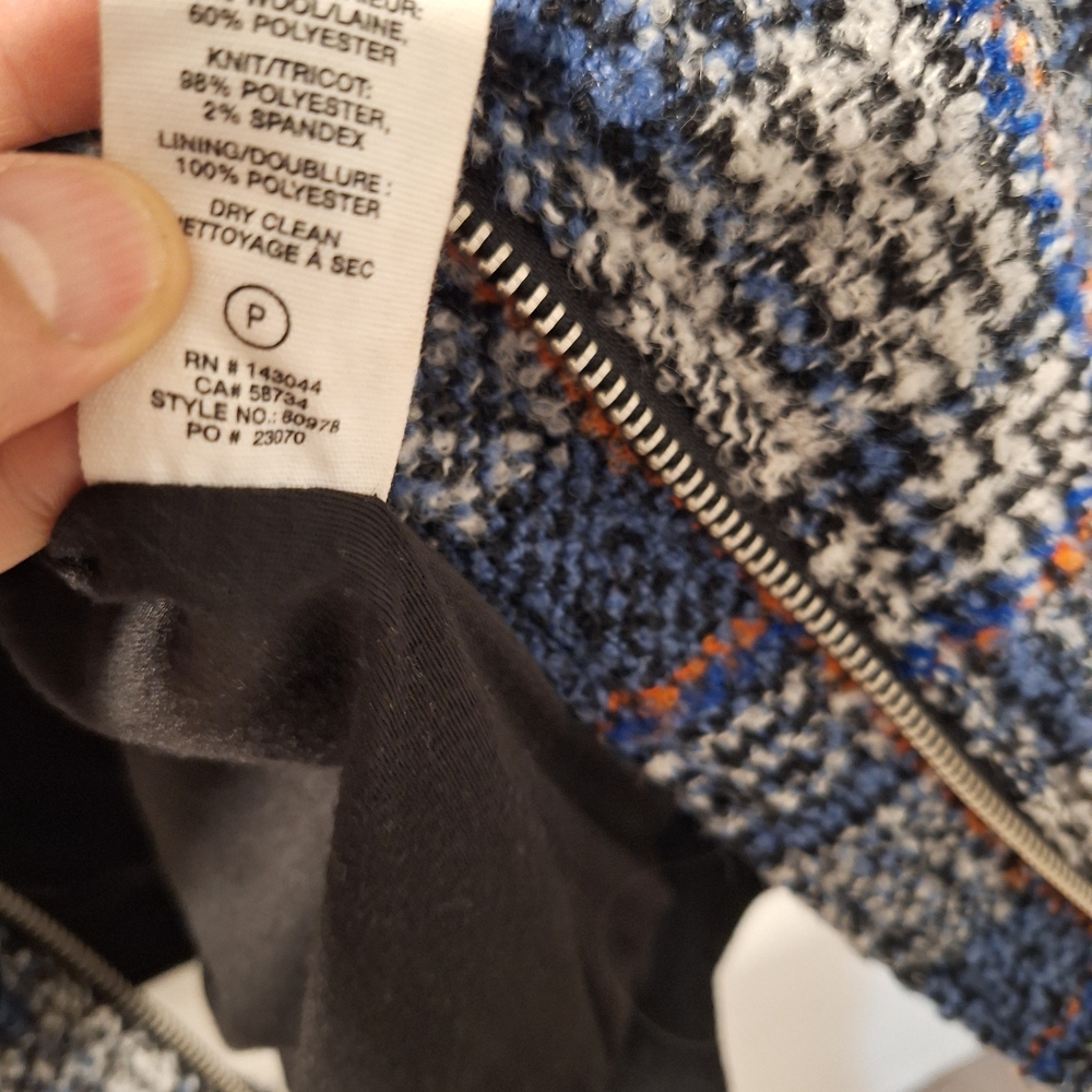 Avec Les Filles Plaid Knit Jacket with Blue and Orange Accents - Picture 5 of 16